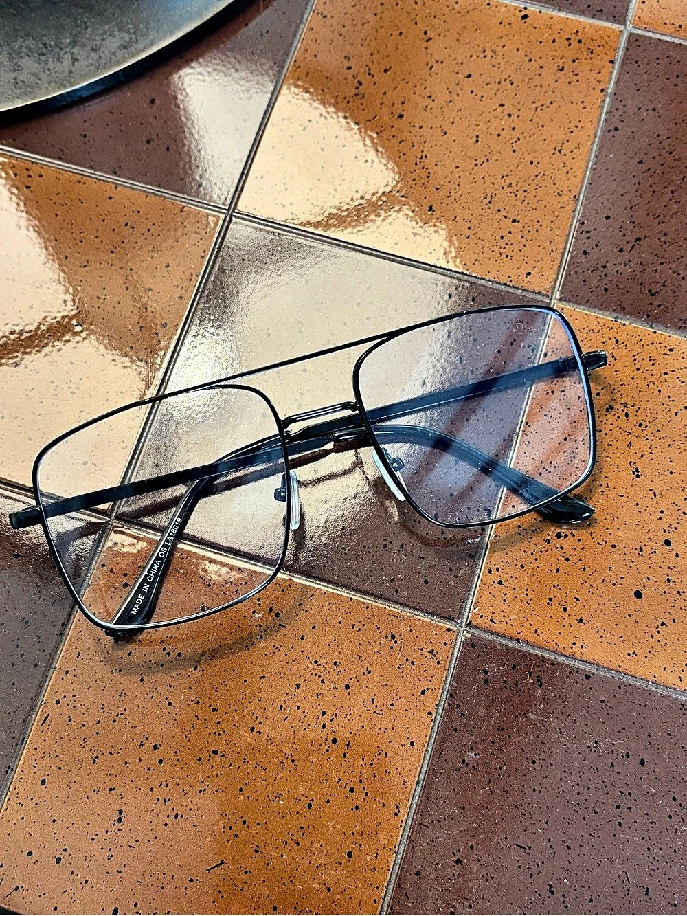 Black Square Aviator Blue-Light Glasses